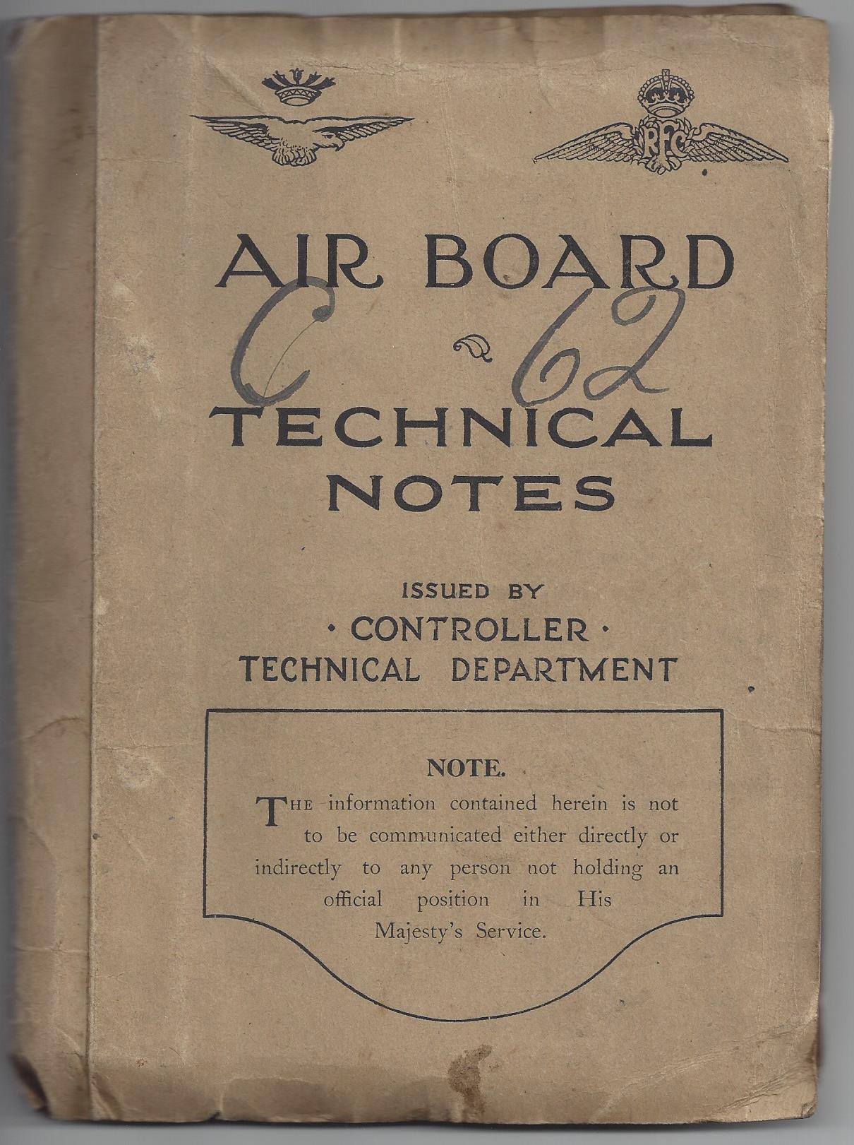 Two Airboard and Technical Notes manuals - includes Spads, Sopwiths and Nieuport aircraft1210 x 1621