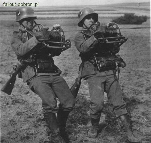 Image result for WW2 German SOLDIERS WITH field telephone cable reel