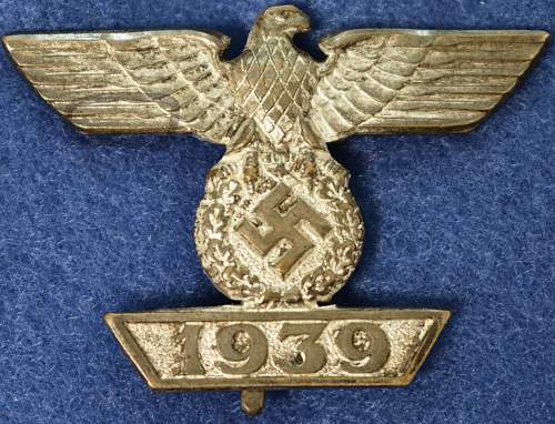 1939 Spange zum Eisernen Kreuzes 1er Klasse 1914 Screwback