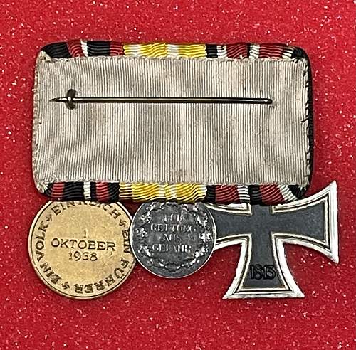 Ordenspange with 1939 Eisernes Kreuz 2. Klasse Schinkel/Rettungsmedaille für Rettung aus Gefahr 1933/Medaille 1. Oktober