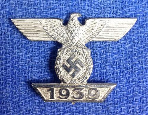 1939 Spange zum Eisernen Kreuzes 1er Klasse 1914 unmarked