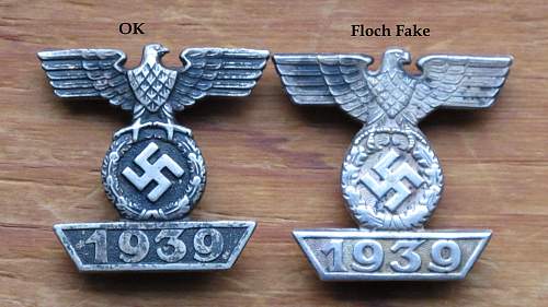 1939 Spange zum Eisernen Kreuzes 1er Klasse 1914 Unmarked- Floch Fake Analysis