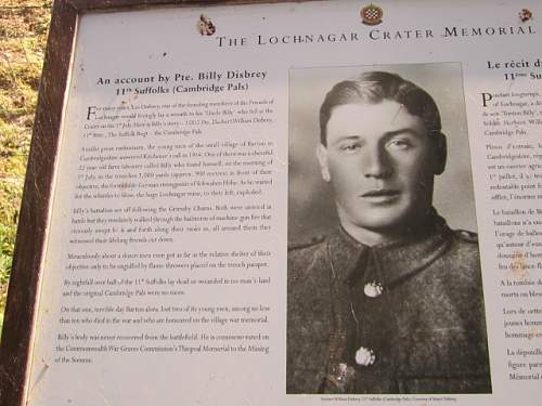 The Lochnagar Crater Memorial.