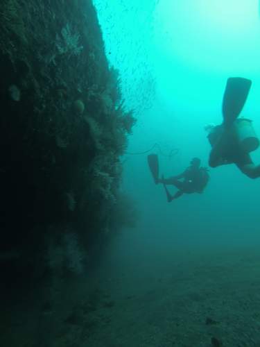 Japanese Patrol boat wreck and naval gun mounted caves on Gilli T , Indonesia