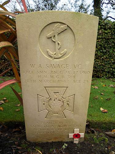 Able Seaman William Alfred Savage VC, Falmouth Cemetery Cornwall