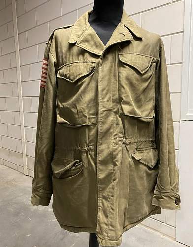 82nd airborne m43 jacket with invasion flag authentic ?