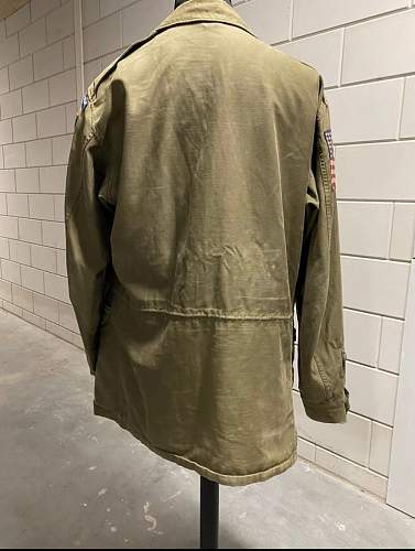 82nd airborne m43 jacket with invasion flag authentic ?