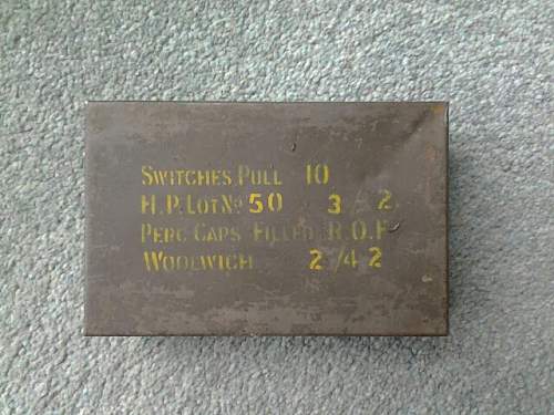 WW2 fuse tin switches pull 10, dated 10/42 SOE ?