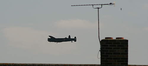 Lancaster flying over