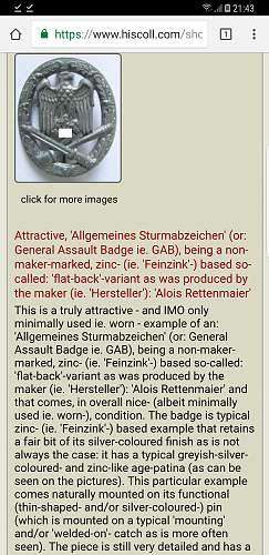 Algemeines Sturmabzeichen / Unknown maker