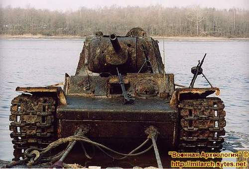 Soviet Heavy KV-1 tank from Neva river