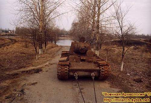 Soviet Heavy KV-1 tank from Neva river