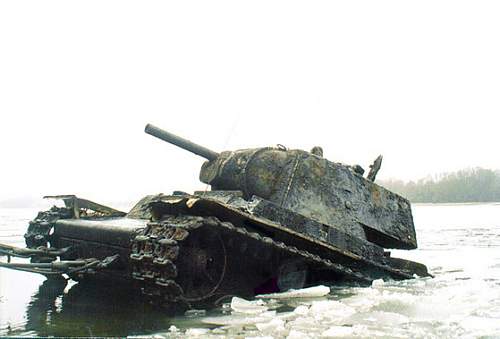 Soviet Heavy KV-1 tank from Neva river