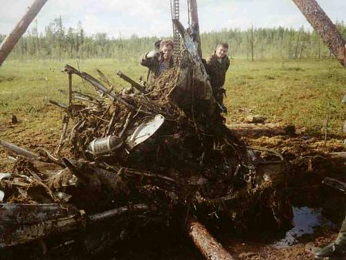 Hurricane wreck with pilot recovery. Northern Russia