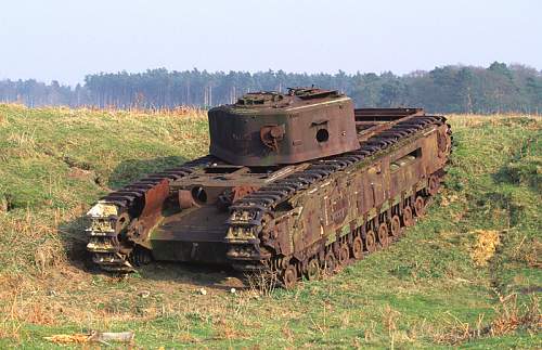 Churchill Tank in Norfolk Army Training Area. Where is it now?