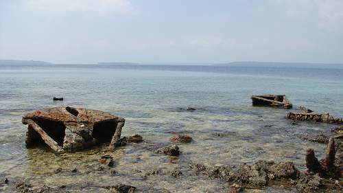 WWII relics dive. Tanks, Jeeps, Trucks.