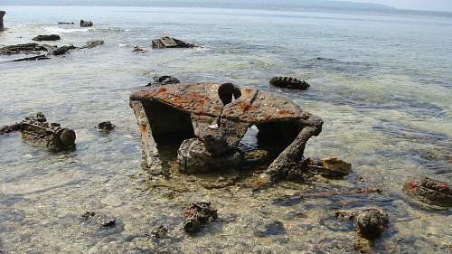 WWII relics dive. Tanks, Jeeps, Trucks.