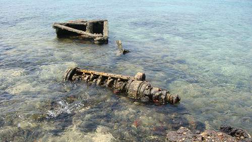 WWII relics dive. Tanks, Jeeps, Trucks.