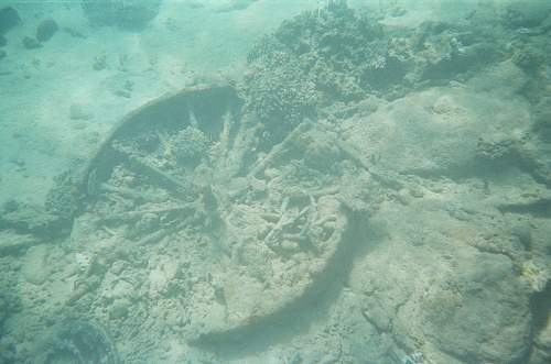 WWII relics dive. Tanks, Jeeps, Trucks.