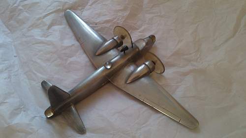 little model plane made from Lancaster wreck