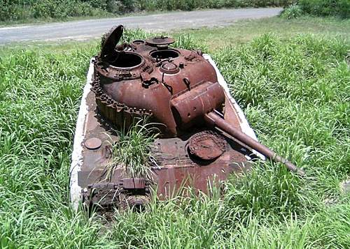 Sherman relic on Iwo Jima