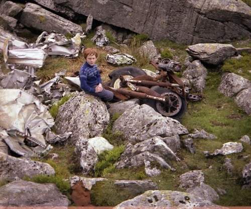 old wreck on mountainside