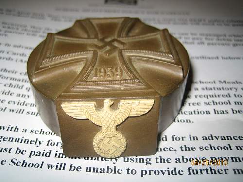 Third Reich Officers Iron Cross Paperweight