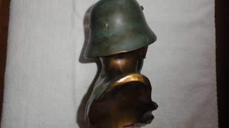 Bust of German Soldier w/ Helmet - metal