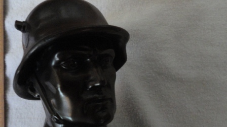 Bust of German Soldier w/ Helmet + Base