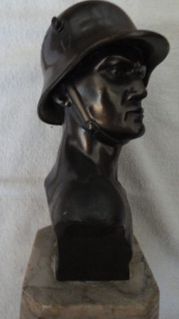 Bust of German Soldier w/ Helmet + Base