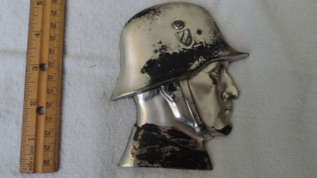 Flat Standing German Soldier w/ Helmet (made of metal w/ a kickstand)