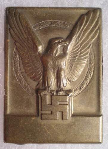 Need Help Identifying This Stamped Brass Table Medal w/Eagle and Swastika