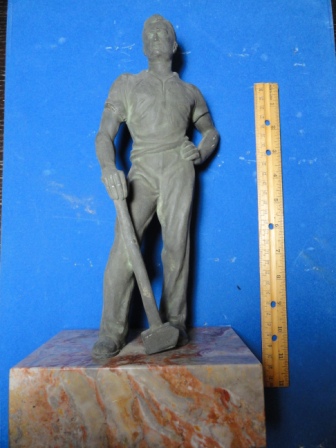 Man with Hammer Statue - metal/bronze(?) - 13&quot; tall