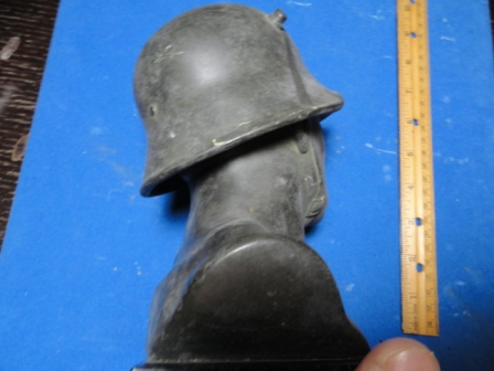 Bust of Soldier w/ Helmet - made of bronze/metal w/ marble base - inscribed &quot;Deutscher Reichskriegerbund&quot;