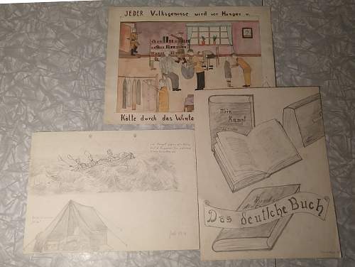 Three Hitler Youth Drawings