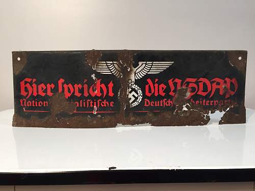 &quot;Here Speaks the NSDAP&quot; enamel sign