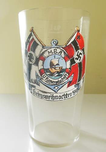 Glass &quot;Weihnachten 1941 U.Kameradenschaft&quot;