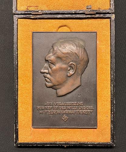 Cased Hitler Bronze Plaque