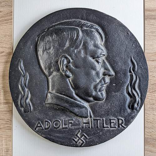 Adolf Hitler with flames? 12&quot; Strange Plaque