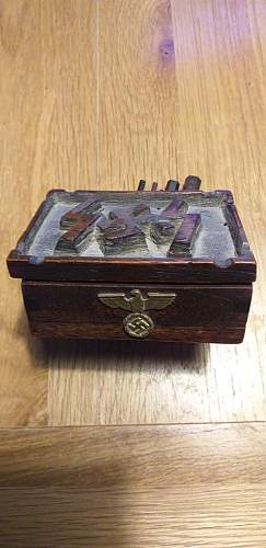 SS Carved Box with Juden + Camps Inscription.