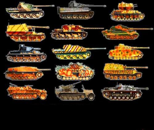Panzer and Luftwaffe Art. Different types.
