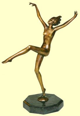 Nude Art Deco dancing girl. Josef Lorenzl?