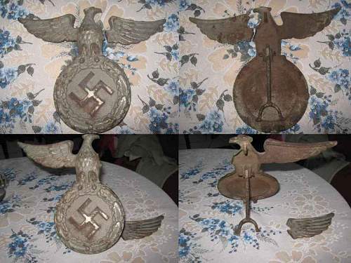 Large metal eagle with swastika