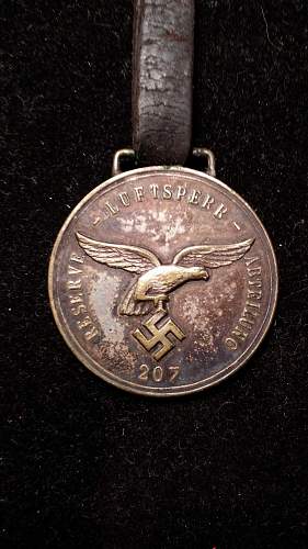 medaille der reserve luftsperr abteilung 207 zur erinnerung an weihnacht 1940
