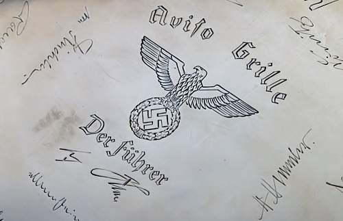 Adolf Hitler signaturen platte of silber from the Aviso Grille