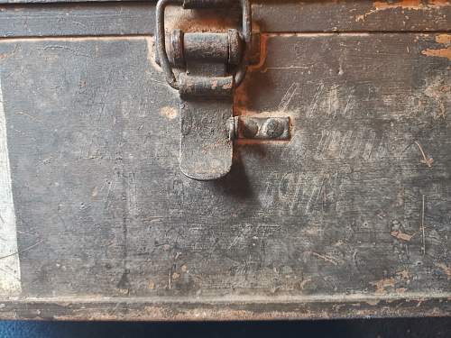 Found this old wooden chest, marked with 1918 and other captions