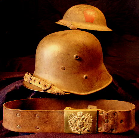Austrian helmet with belt&amp;buckle.