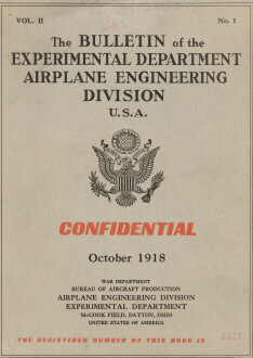 1918 Bulletin of the Experimental Dept Airplane Engineering Division USA