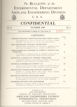 1918 Bulletin of the Experimental Dept Airplane Engineering Division USA