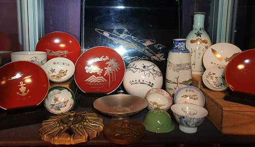 WW1 and WW2 Japanese Aviation sake cups and memoribilia.